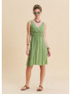 V Neck Strapless Elasticated Waist Green Robe Dress 4833