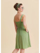 V Neck Strapless Elasticated Waist Green Robe Dress 4833