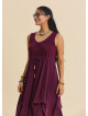 Boat Neck Gathered Detail Burgundy Everyday Dress 4798