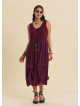 Boat Neck Gathered Detail Burgundy Everyday Dress 4798