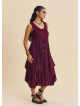 Boat Neck Gathered Detail Burgundy Everyday Dress 4798