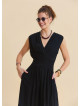 Black Summer Dress with Cross Over Neckline and Elasticated Waist 4809