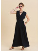 Black Summer Dress with Cross Over Neckline and Elasticated Waist 4809
