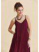 Wide Collar Thin Straps, Burgundy Summer Dress 4812