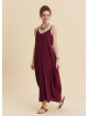 Wide Collar Thin Straps, Burgundy Summer Dress 4812