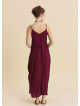 Wide Collar Thin Straps, Burgundy Summer Dress 4812