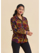 Long Sleeve Blouse with Shirt Collar and Buttons, Majorca Print  4928