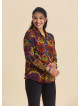 Long Sleeve Blouse with Shirt Collar and Buttons, Majorca Print  4928