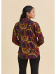 Long Sleeve Blouse with Shirt Collar and Buttons, Majorca Print  4928