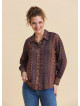Ethnic Blouse with Shirt Collar and Buttons, Elba Print 4929
