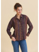 Ethnic Blouse with Shirt Collar and Buttons, Elba Print 4929