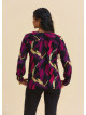 V Neck Button Down Fuchsia Long Sleeve Blouse 4990