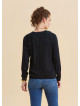 Black Long Sleeve Blouse with a V Neck and Buttons  4991