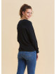 Black Long Sleeve Blouse with a V Neck and Buttons  4991