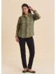 Mustard Colored Floral Blouse with Button Down Collar 4930