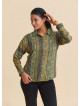 Mustard Colored Floral Blouse with Button Down Collar 4930