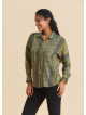 Mustard Colored Floral Blouse with Button Down Collar 4930