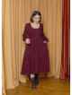 Crew Neck Button Detailed Burgundy Long Sleeve Dress 4791