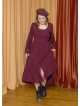 Crew Neck Button Detailed Burgundy Long Sleeve Dress 4791
