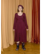 Crew Neck Button Detailed Burgundy Long Sleeve Dress 4791
