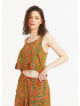 Orange Printed Loose Fit Wide Strap Crop Top
