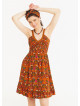 Strappy Frill Hem Laced Yellow Flowered Sundress
