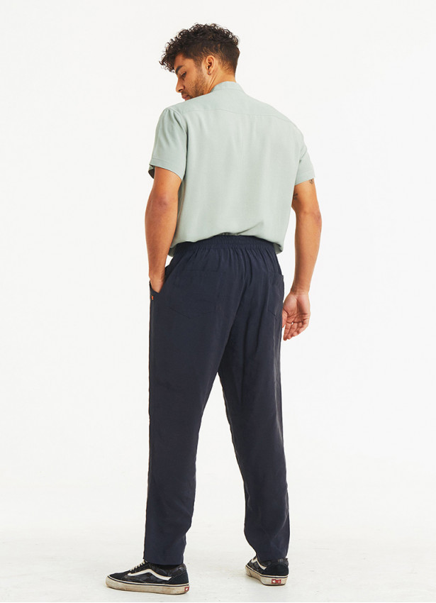 Comfortable Cut Black Mens Trousers With Elastic Waist
