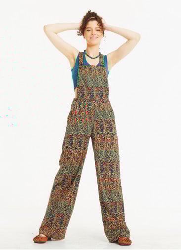 Adjustable Buckle Straps Flower Print Jumpsuit