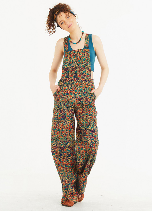 Adjustable Buckle Straps Flower Print Jumpsuit