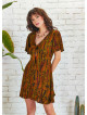 Frill Hem Khaki Print Tie Front Cut Out Mini Dress
