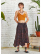 Purple Patterned Asymmetrical Hem Flowy Midi Skirt