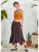 Purple Patterned Asymmetrical Hem Flowy Midi Skirt