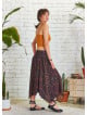 Purple Patterned Asymmetrical Hem Flowy Midi Skirt