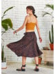 Purple Patterned Asymmetrical Hem Flowy Midi Skirt