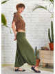 Draped Front Detail Elastic Waist Khaki Salwar Pants