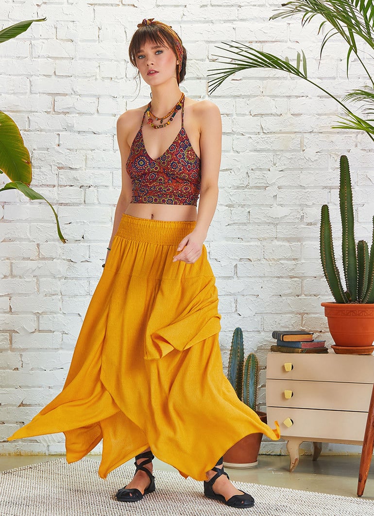 Boho yellow skirt 2025