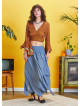 Smocked Waist Layered Blue Maxi Boho Skirt