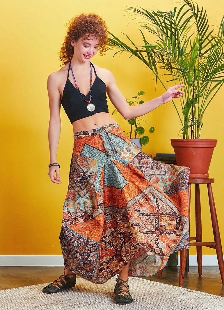 tandlæge gnier trist Gypsy Style Elastic Waist Print Skirt | Wholesale Boho Clothing