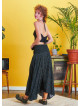 Green Patterned Loose Asymmetric Skirt