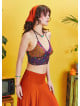 Gathered Tie Back Bust Cup Halter Ethnic Print Crop Top