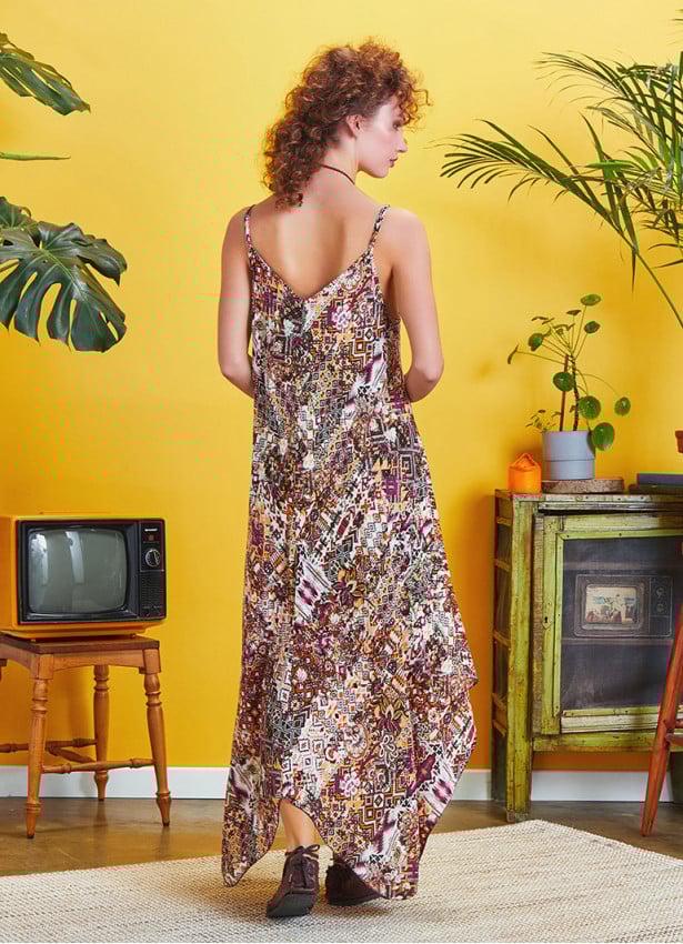Spaghetti Striped Purple Patterned Sundress