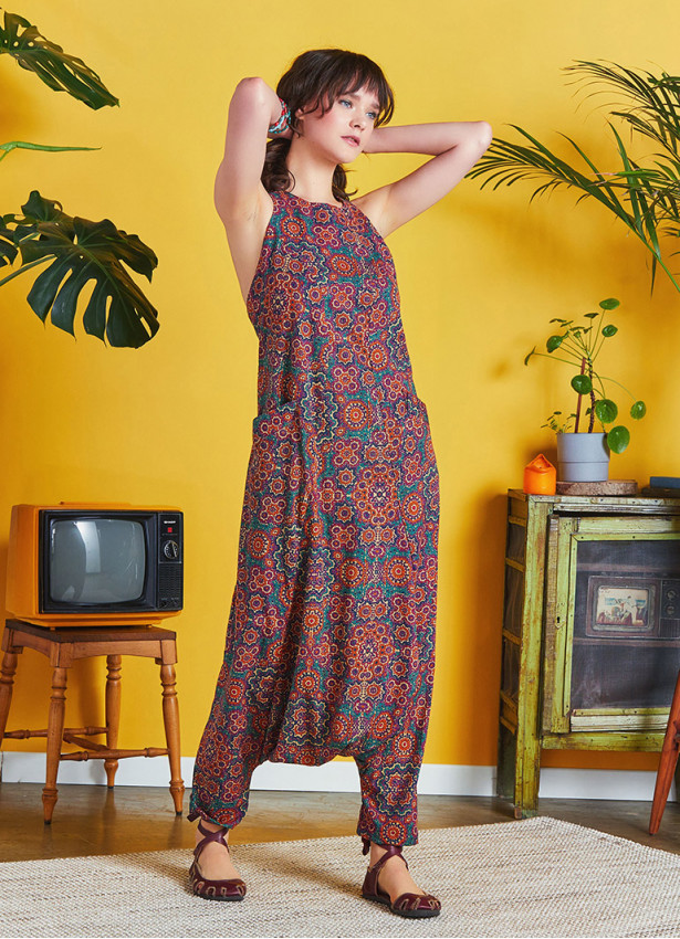Halter Neck Ethnic Printed Cotton Jumpsuit
