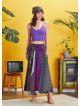 Shabby Purple Patterned Asymmetric Skirt