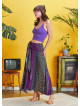 Shabby Purple Patterned Asymmetric Skirt