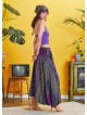Shabby Purple Patterned Asymmetric Skirt