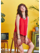 Scoop Neckline Sleeveless Boho Red Backless Top