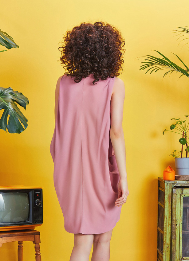 Boho Style Sleeveless Loose Pink Tunic Dress