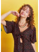 Frill Hem Brown Print Tie Front Cut Out Mini Dress