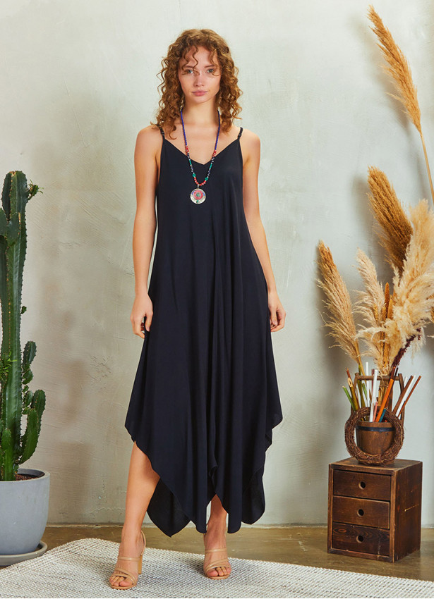 Rope Strap Black Sundress | Wholesale Boho Clothing
