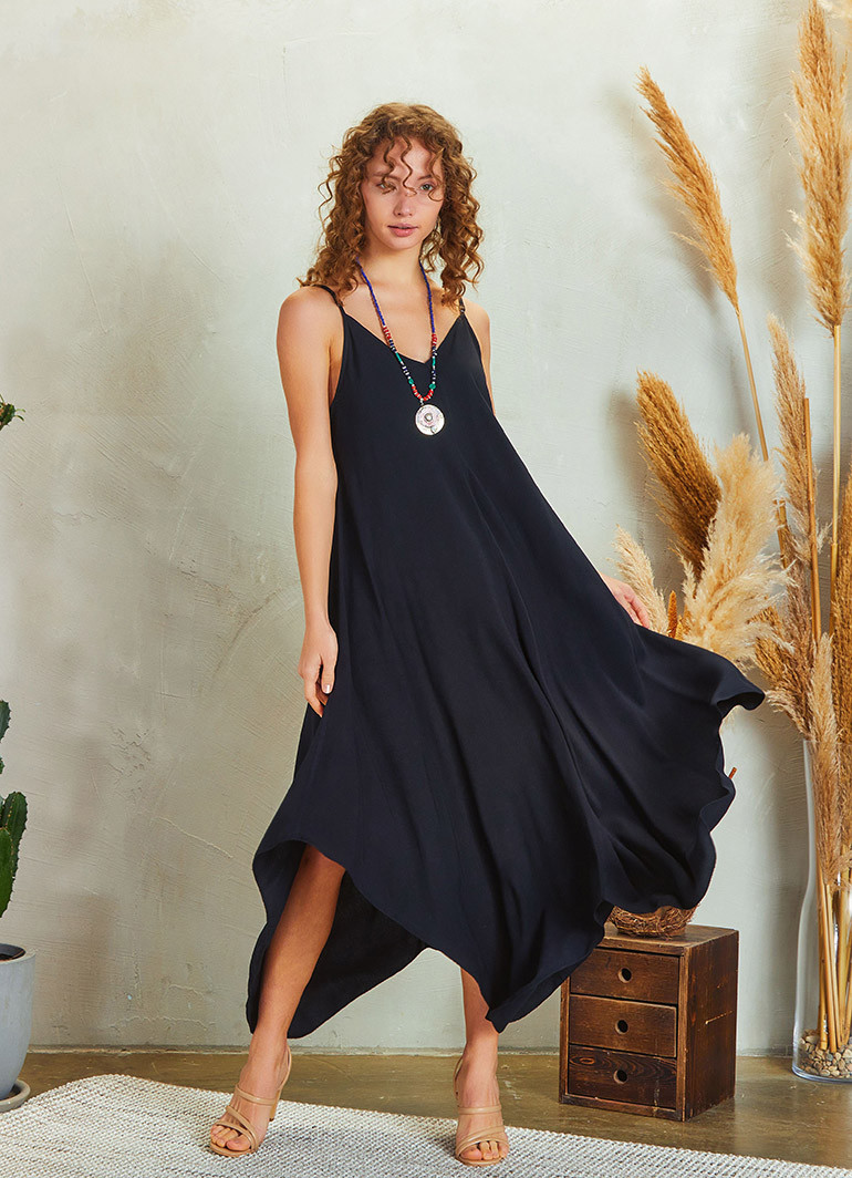Rope Strap Black Sundress | Wholesale Boho Clothing